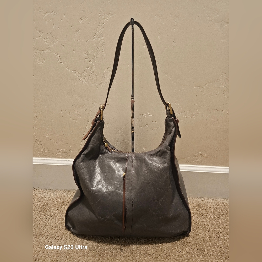 Hobo Gray Marley Leather Shoulder Bag